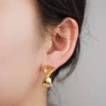New Arrival Vintage Style Double Chunky Layers Twisted 18K Gold Plated Minimalist Brass Open Hoop Earrings - Image 4