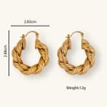 Twisted Art Inspired Brass 18K Gold Plating Color Hoop Earrings - Image 6