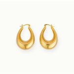 Tarnish Free 18K Gold Plated Stainless Steel Hoop Earrings Waterproof Chunky Vintage Fashionable Earrings for Women
