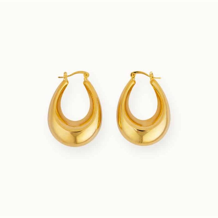 Tarnish Free 18K Gold Plated Stainless Steel Hoop Earrings Waterproof Chunky Vintage Fashionable Earrings for Women - Image 1