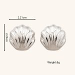 Vintage Fashionable Jewelry Palladium Plated Brass Stud Earrings in Shell Shape for Women's Daily Wear - Image 6