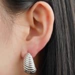 Personalized And Attractive Silver Color Stainless Steel Women'S Stud No Plating Glossy Earrings - Image 3
