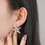 Factory Wholesale Trendy Jewelry Stylish Starfish Shape Brass Stud Earrings for Women Gift - Image 5