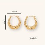 Fashion Jewelry Wholesale 18K Gold Plated Twisted Art Classic Vintage Stainless Steel Hoop Earrings for Women - Image 5