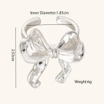 Factory Pricing Fashionable Jewelry Women's Hammered Knot Bow Silver Plated Brass Personality Ring - Image 6