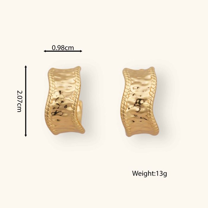 Gold irregular type C stud earring minimalist geometry design copper plated 18K gold open hoop earrings for women jewelry - Image 2