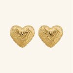 Factory Wholesale Proper Price 18K Gold Heart Shape Hammered Zinc Alloy Gold Plating Stud Earrings