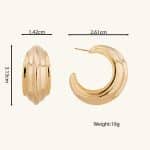 New Arrival 2024 Fashion Jewelry Earrings 18K Gold Plated Chunky Textured Brass Open Hoop Earrings for Women - Image 6