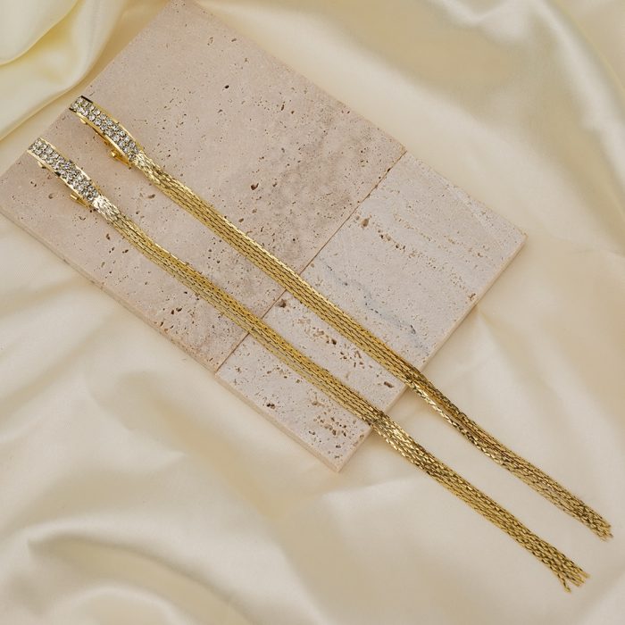 New Trendy Fashion Jewelry Brass Needle Zircon Earrings for Women Statement Extra Long Tassel Earrings - Image 3