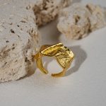 Vintage Fashionable Jewelry Chunky Irregular Textured Thick Wide Brass Adjustable Open Rings for Women Accessories - Image 4