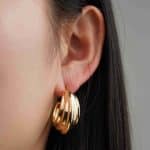 New Arrival 2024 Fashion Jewelry Earrings 18K Gold Plated Chunky Textured Brass Open Hoop Earrings for Women - Image 4