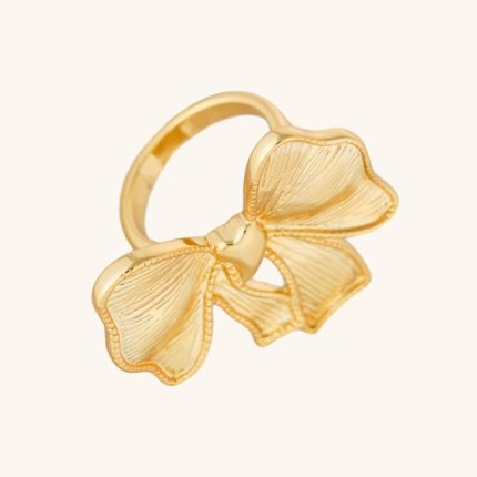 2024 New Arrival Trendy Design Brass Resizable Ring Textured Chunky Bow Women Statement Ring