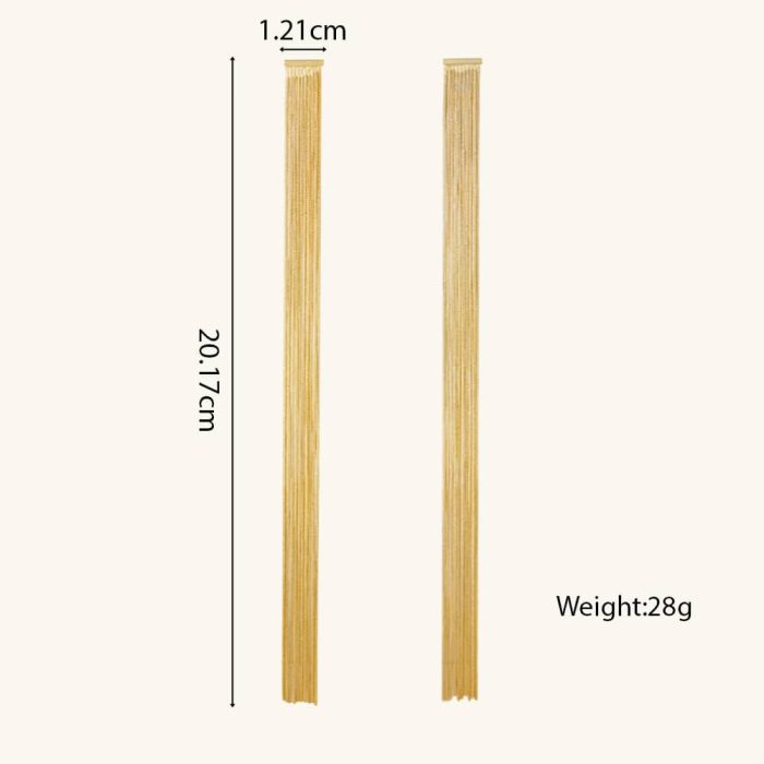 Temperament Brass Gold Color Extra Long Tassel Drop Earrings Women Statement Jewelry - Image 6