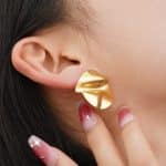 Geometric Stainless Steel Earring Gold Jewelry Earrings Pleated Polished Stud Earrings For Women - Image 5