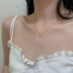 Minimalist Design Stainless Steel Fashion Accessory Waterproof with 18K Gold Plating Tempered Knot Bow Pendant Necklace - Image 4