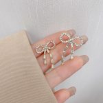 16K Gold Plated Vintage Style Brass Stud Earrings with Knot Bow Shape and Zircon Inlay Women's Party Gift - Image 4