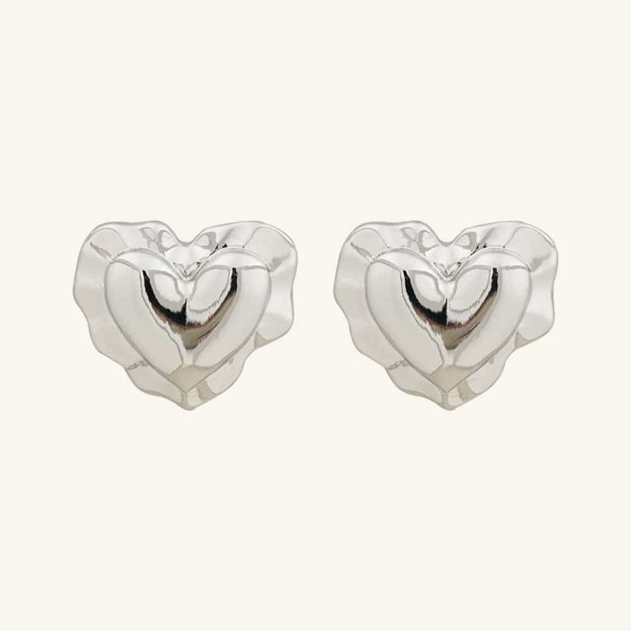 Guaranteed Quality Unique Imitation Rhodium Plated Irregular Heart-Shaped Stud Earrings for Women Gift - Image 1