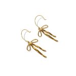 New Design Elegant Women's Stainless Steel Jewelry Tarnish-Free 18K Gold Plated Vintage Style Knot Bow Pendant Earrings