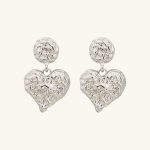 Hot Selling Zinc Alloy Irregular Heart Earrings For Lady Real Silver Fashion Drop Earrings Wholesale 2024 Jewelry