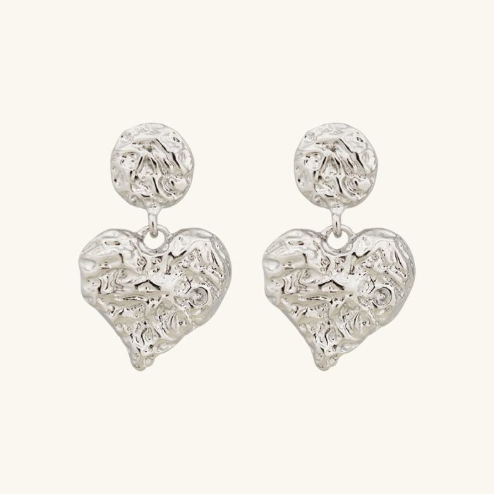 Hot Selling Zinc Alloy Irregular Heart Earrings For Lady Real Silver Fashion Drop Earrings Wholesale 2024 Jewelry - Image 1