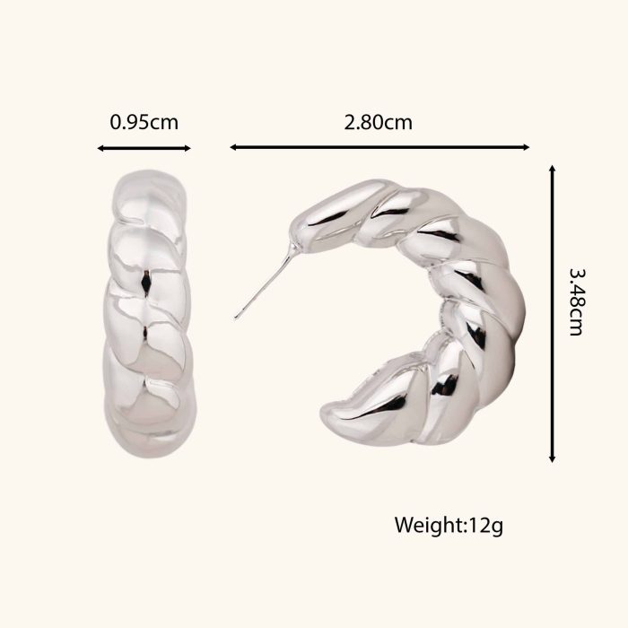 Professional Manufacture Lightweight Brass Half Hoop Earrings Artisan Crafted Metal Stud Earrings For Formal Occasions - Image 6