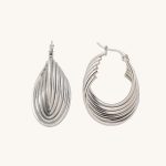 Daily Waterproof Twisted Textured Cartilage Lightweight Hypoallergenic U Shaped Stainless Steel Hoop Earrings for Women Jewelry