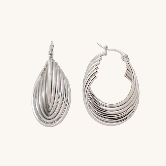 Daily Waterproof Twisted Textured Cartilage Lightweight Hypoallergenic U Shaped Stainless Steel Hoop Earrings for Women Jewelry - Image 1