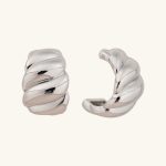 Fashion Jewelry Wholesale Palladium Plated Half Hoop Earrings with Stud for Women Daily Wear Jewelry