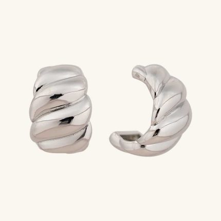 Fashion Jewelry Wholesale Palladium Plated Half Hoop Earrings with Stud for Women Daily Wear Jewelry