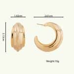 Waterproof Fashion Jewelry Earrings 18K Gold Plated Stainless Steel Half Hoop Earrings For Women - Image 6