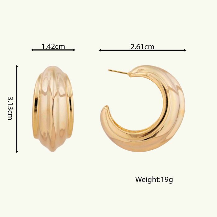 Waterproof Fashion Jewelry Earrings 18K Gold Plated Stainless Steel Half Hoop Earrings For Women - Image 6