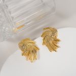 2024 Fashionable Vintage Jewelry 18K Gold Plated Spiral Splash Textured Brass Stud Earrings - Image 3