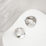 2024 New Minimalist Design Chunky Twisted Palladium Plated Brass Hoop Earrings for Ladies Jewelry - Image 2
