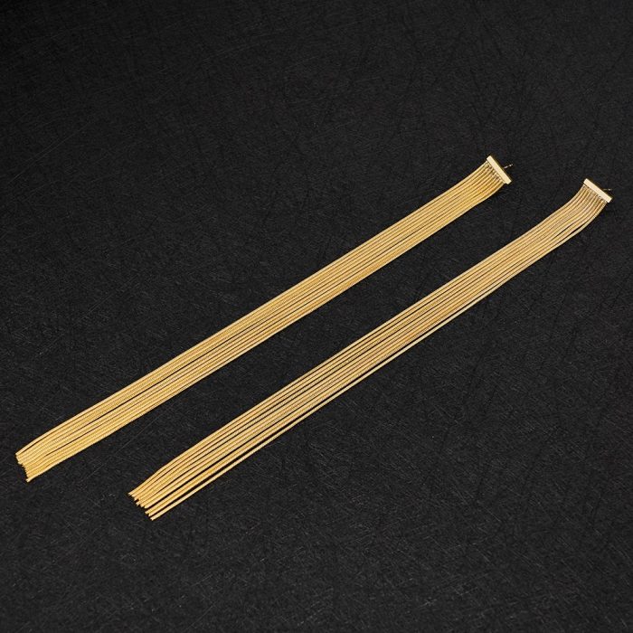 Temperament Brass Gold Color Extra Long Tassel Drop Earrings Women Statement Jewelry - Image 5