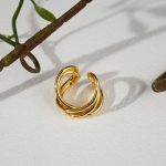 Factory Wholesale 18K Gold Plated Twisted Adjustable Chunky Textured Fashion Rings for Women's Stylish Jewelry - Image 5