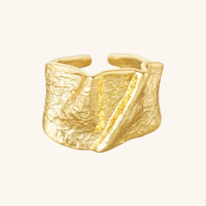 Vintage Fashionable Jewelry Chunky Irregular Textured Thick Wide Brass Adjustable Open Rings for Women Accessories - Image 1