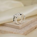 New Arrival Stylish Jewelry Two Chunky Layers Polished Silver Plated Brass Women's Fashion Resizable Rings - Image 5