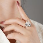 Wholesale Fine Jewelry Silver Plated Imitation Pearl Inlay Chunky Irregular Textured Open Resizable Fashion Rings - Image 2