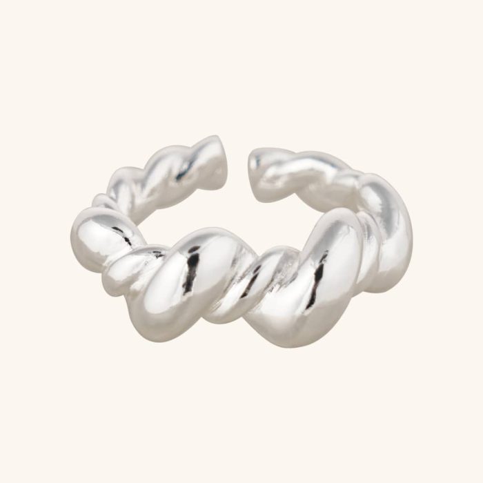 Light Luxury Silver Plated Fashion Rings Rope Twisted and Chunky Textured Adjustable Ring - Image 1