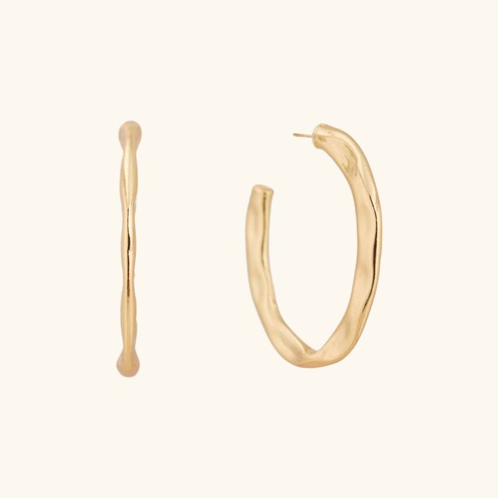 Wholesale Bulk Jewelry Irregular Hammered C Shape Gold Plated Color Open Hoop Earrings for Women Jewelry - Image 1
