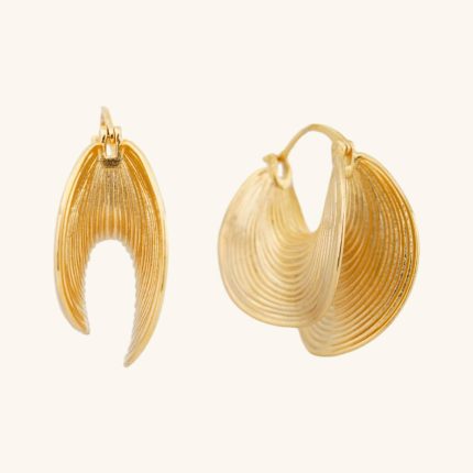 2024 Vintage Stylish Jewelry Chunky Textured Irregular Geometric Design Brass Hoop Earrings for Women's Gift