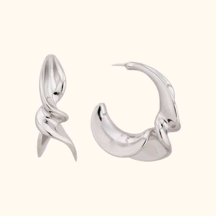 Factory Wholesale Jewelry Vintage Earrings Twisted Texture C Shape 18K Gold Plated Brass Open Hoop Earrings for Women - Image 1