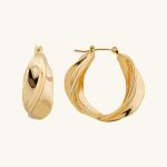 Wholesale Luxury Charms Earrings Hyperbole Geometric Twisted Textured 18K Gold Plated Brass Hoop Earrings For Women
