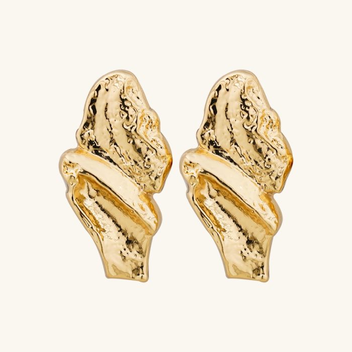 2024 New Arrival Fashion Jewelry retro vintage high-end earrings for women's fashionable irregular 18k real gold brass earrings - Image 1