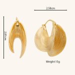 2024 Vintage Stylish Jewelry Chunky Textured Irregular Geometric Design Brass Hoop Earrings for Women's Gift - Image 6