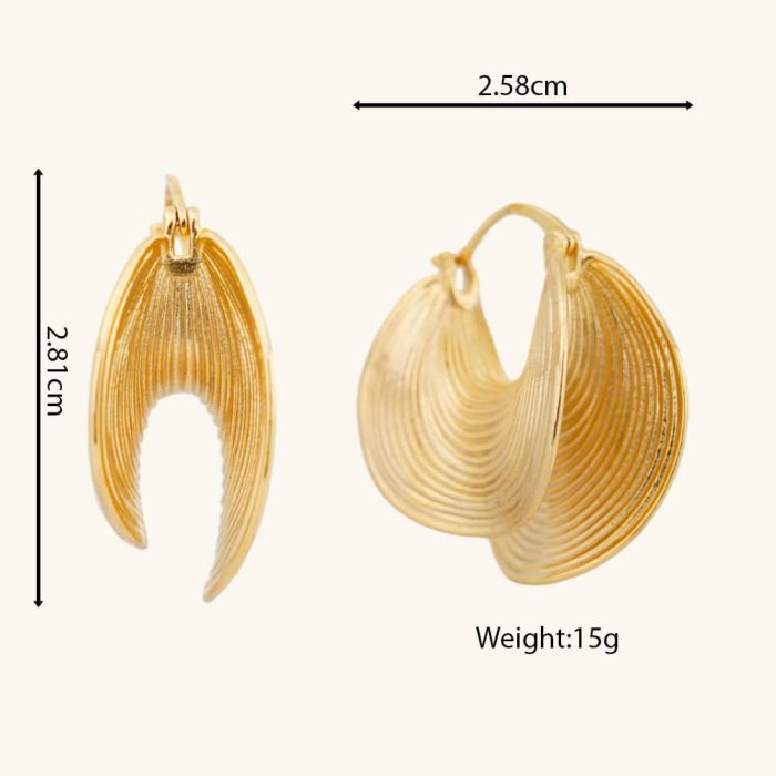 2024 Vintage Stylish Jewelry Chunky Textured Irregular Geometric Design Brass Hoop Earrings for Women's Gift - Image 6