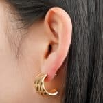 Trendy Minimalist Jewelry Earrings Gold Plated Zinc Alloy Chunky Half Hoop Stud Earring for Women - Image 4