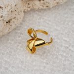 Factory Wholesale 18K Gold Plated Brass Jewelry Women's Chunky Polished Knot Bow Adjustable Fashion Ring - Image 3