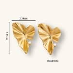 18K gold irregular pleated titanium steel necklace earrings rings women's stainless steel jewelry wholesale - Image 2