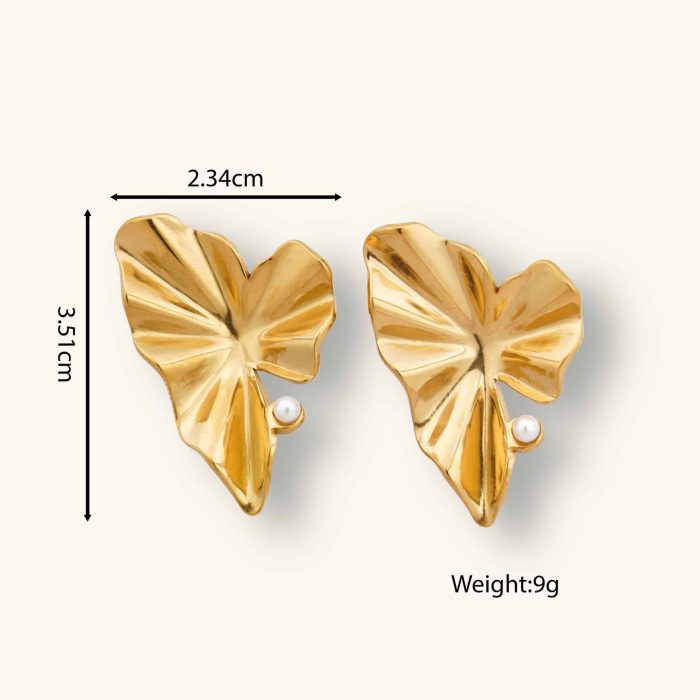 18K gold irregular pleated titanium steel necklace earrings rings women's stainless steel jewelry wholesale - Image 2